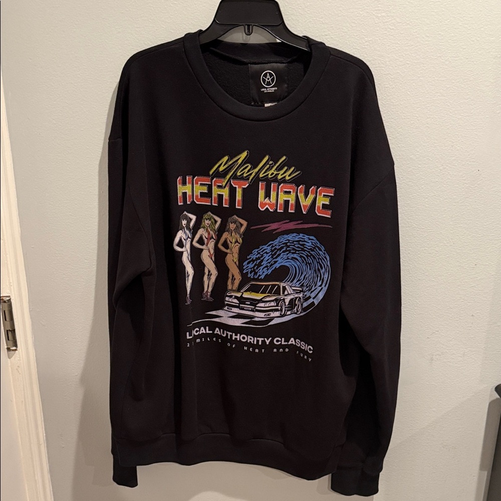 Black Graphic Malibu Heat Wave Sweatshirt